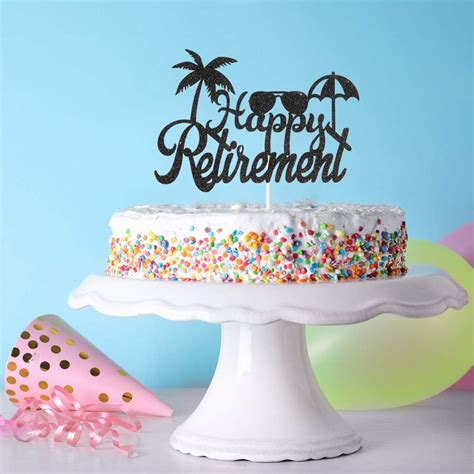 Buy Dill-Dall Black Happy Retirement Cake Topper, Retirement Party ...