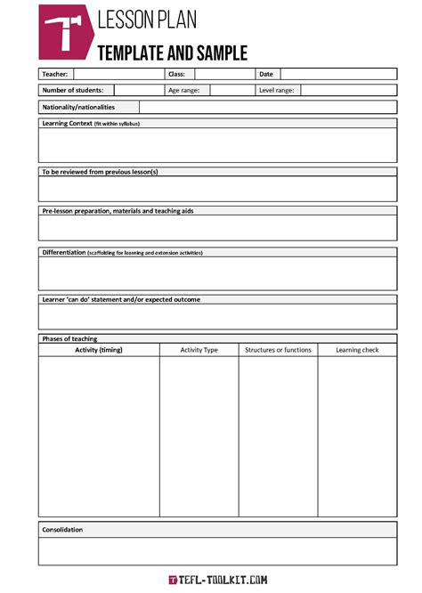 Image result for Example Lesson Plan Template
