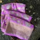 Plum Purple Pure Georgette Handloom Banarasi Jaal Lotus Saree – Khinkhwab