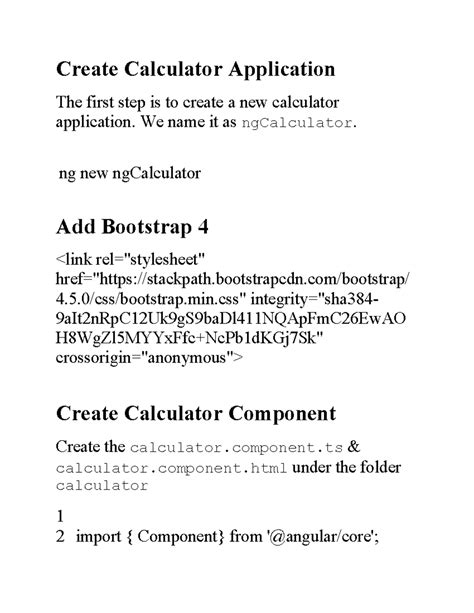 Create Calculator Application - We name it as ngCalculator. ng new ...
