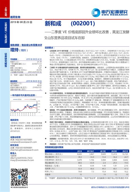 二季度VE价格底部回升业绩环比改善，黑龙江发酵山东营养品项目试车在即