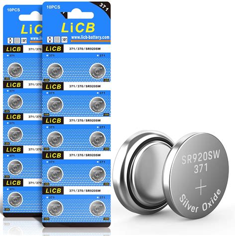 LiCB 20 Pack SR920SW 371 370 AG6 Battery 1.5V Button Cell Watch ...