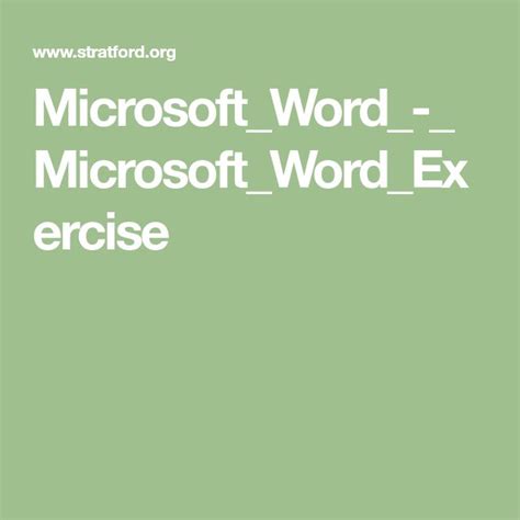 Image result for Word Exercise