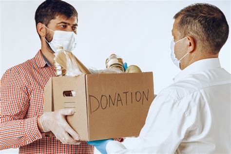 Donation box of food for people suffering from coronavirus pandemia ...
