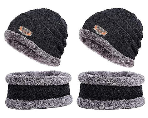 FITG18 2 Pairs Men's & Women's Snow Proof,Inside Fur, Warm Woolen Cap ...