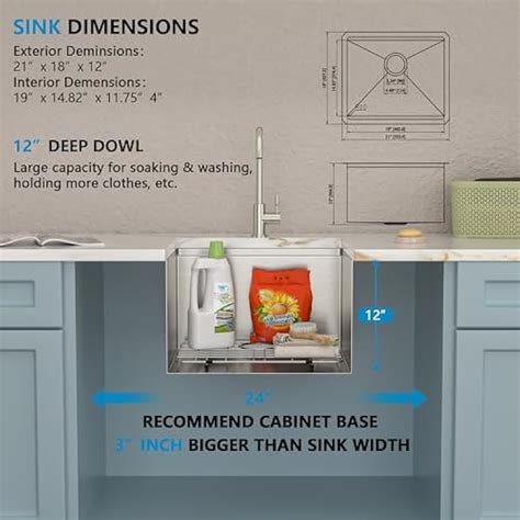 Fulorni 21x18 Undermount Laundry Utility Sink Workstation India | Ubuy