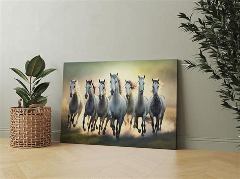 Nozvera 7 Horses Wall Decor Vastu Photo Frame Painting With Rising Sun ...