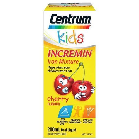 Buy Centrum Kids Incremin Iron Mixture Cherry Flavour 200mL Online at ...