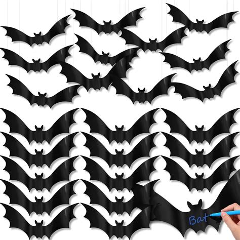 Amazon.com: PerKoop 50 Pcs 12 Inches Large Bat Cutouts Halloween Bat ...