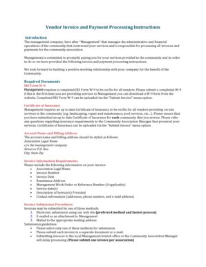 Fillable Online Vendor Invoice and Payment Processing Instructions Fax ...