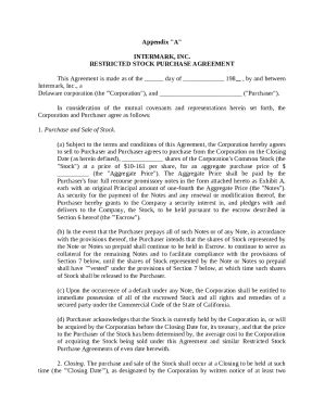 Intermark Restricted Stock Purchase Agreement - Blank Fillable Template ...