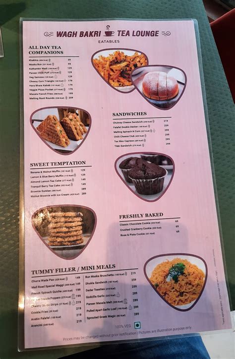 Menu at Wagh Bakri Tea Lounge, Ahmedabad, Aaryan Workspaces