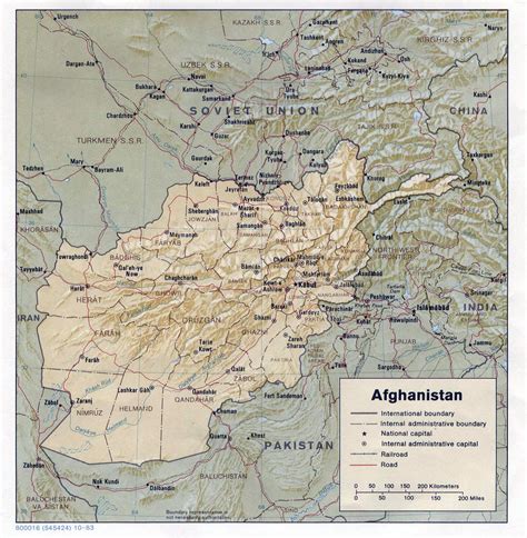 Detailed political and administrative map of Afghanistan with roads, cities and relief - 1983 ...