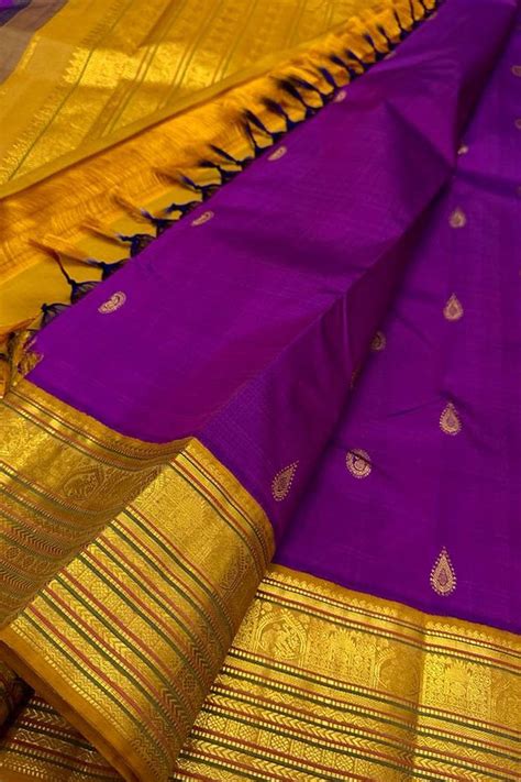 20% Off: Purple Kanjeevaram Handloom Pure Silk Saree