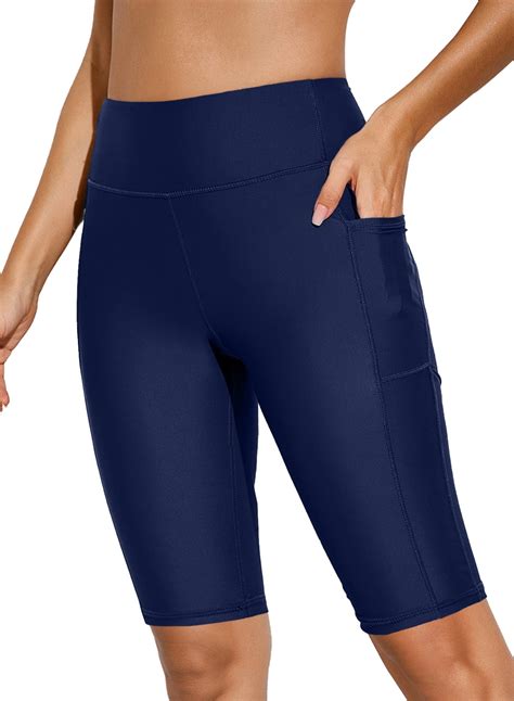 Sidefeel Women's Tummy Control Knee High Waist Swim Shorts Plus Size ...