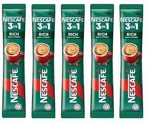NESCAFE 3 in 1 Rich Raw & Strong Instant Coffee Mix Sachets, Each 18g X ...