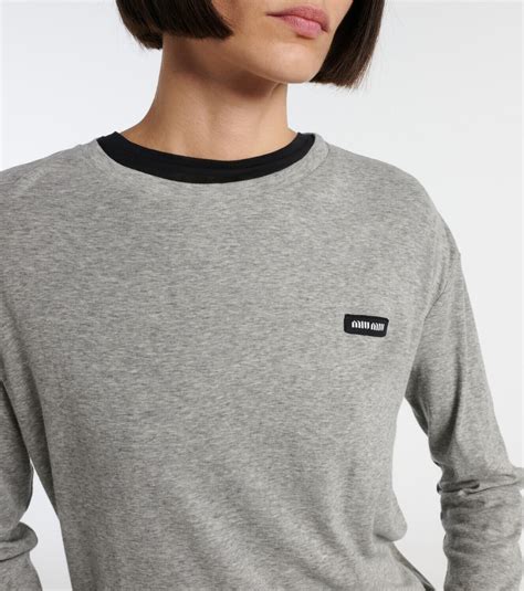 Miu Miu Embroidered cotton jersey T-shirt Miu Miu