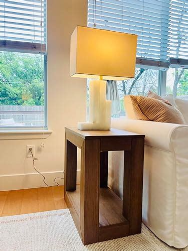 Plank+Beam Modern Rectangular Side Table with Shelf, 25", Solid Wood ...