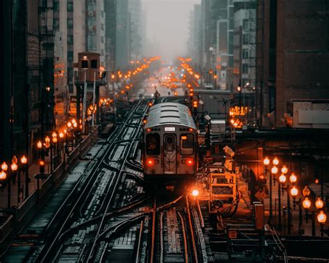Download wallpaper 1280x1024 train, railroad, rails, city, fog standard ...