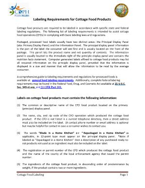 Fillable Online cdph ca Labeling Requirements for Cottage Food Products ...