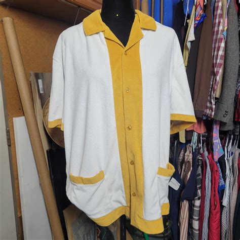 Item 1550: Express Relaxed men's terry-cloth shirt,... - Depop