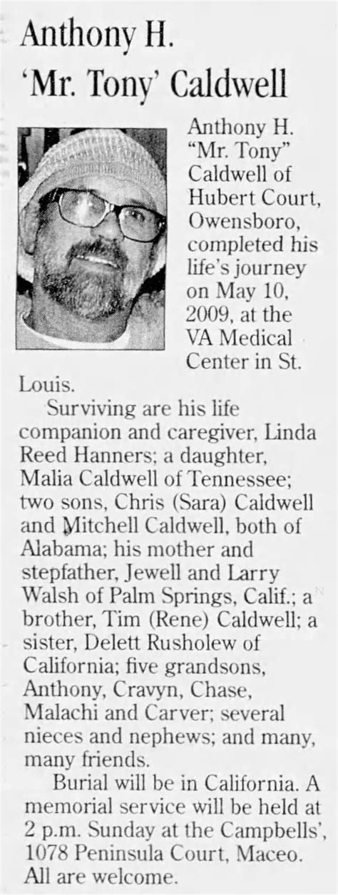 Caldwell, Anthony Hubert Obituary (Messenger-Inquirer) - Newspapers.com™