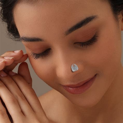 Buy 925 Sterling Silver Antique Peacock Feather Nose Pin for Women