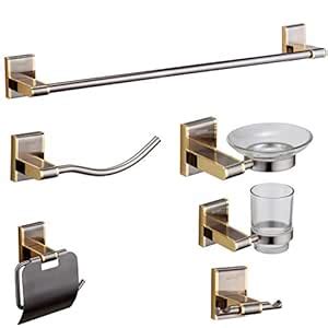 ALTON BrushedGold Brass, 6-Piece Bathroom Accessories Set, (Towel Rail ...