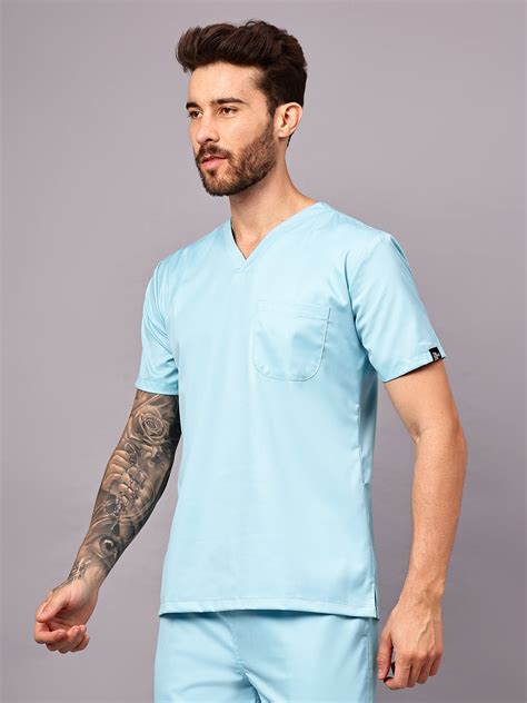 Stretchable (2Way) Male Aqua Blue V-Neck Scrub Top – The Scrub Life