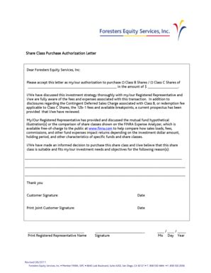 Fillable Online Share Class Purchase Authorization Letterdoc Fax Email ...