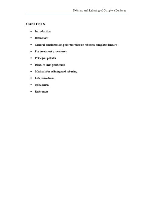 Relining & Rebasing IN CD - CONTENTS Introduction Definitions General ...