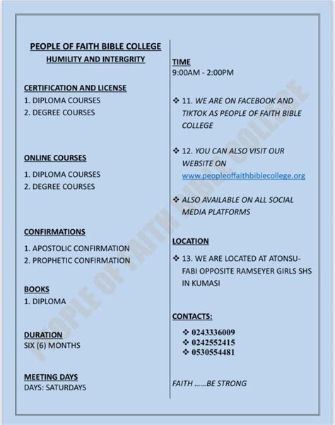 About – People of Faith Bible College