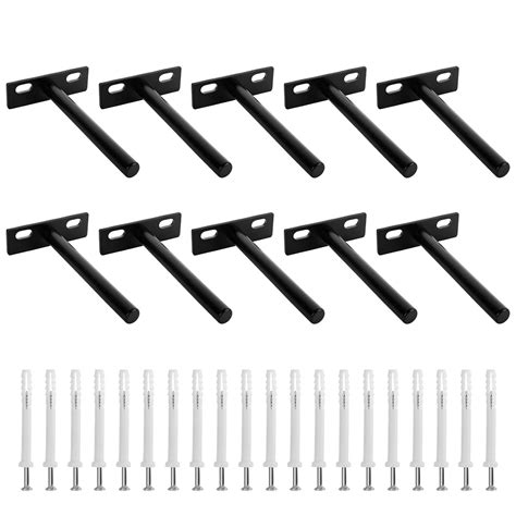 10 Pcs 4 Inch Black Solid Steel Floating Shelf Bracket, Heavy Duty ...