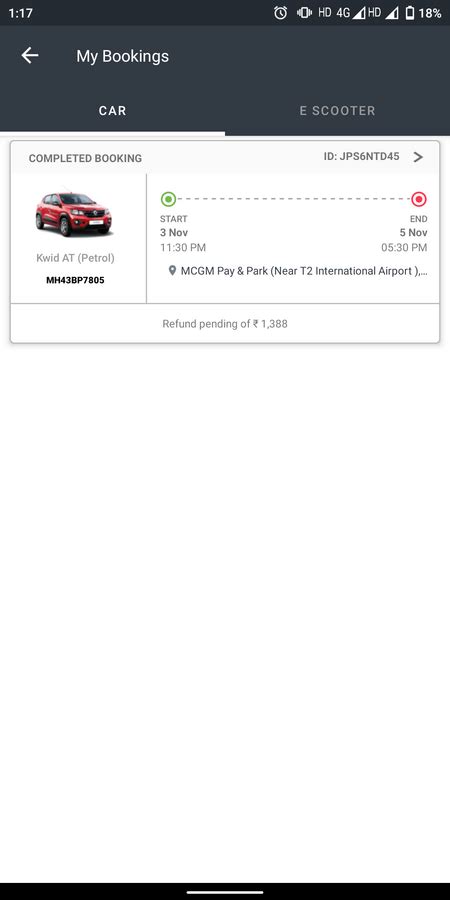 Zoomcar — Refund not processed PS6 TD45