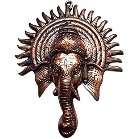 Buy eCraftIndia AGG560 Lord Ganesha with Sun Decorative Metal Wall ...