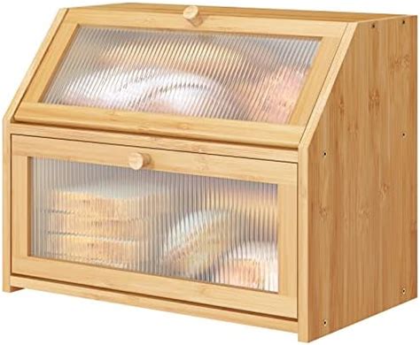 Buy Matiko Bamboo Bread Box for Kitchen Counter-Large Capacity Bread ...