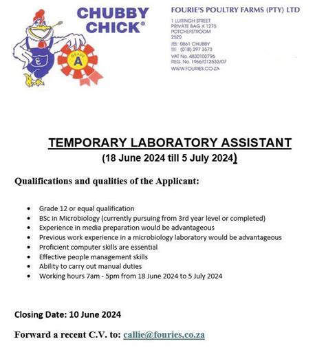 Lab Assistant Vacancy 的图像结果