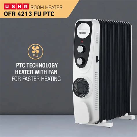 USHA OFR 4213 FU PTC Oil Filled Heater | 13 Fins | 2900W Heating | PTC ...
