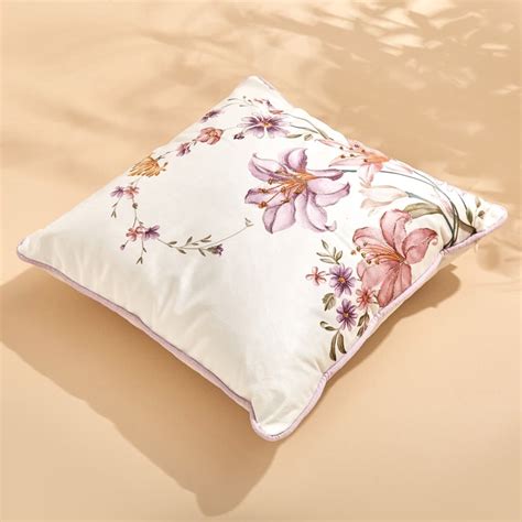 Buy Moksha Stelis Floral Print Filled Cushion - 40x40cm from Home ...