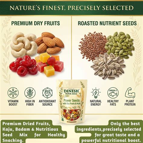 Power Seeds Mix with Dry Fruits & Nuts | Roasted Seeds Blend (Flax, Pu ...