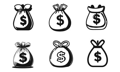 Various illustrated money bags showcasing different styles and designs ...