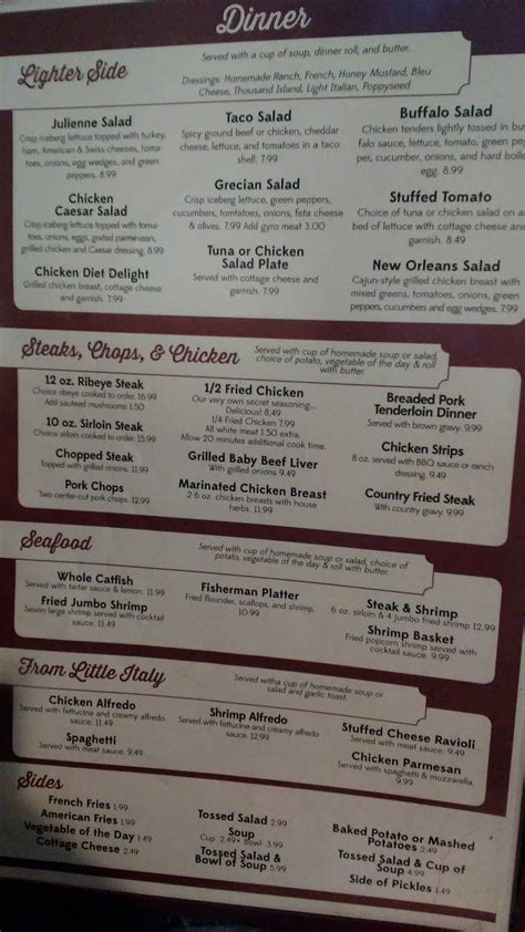 Menu at Round Table Family Restaurant, Centralia