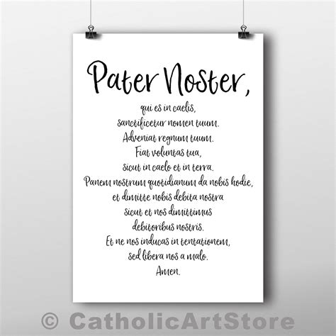 Pater Noster Latin Prayer Printable Catholic Our Father | Etsy ...