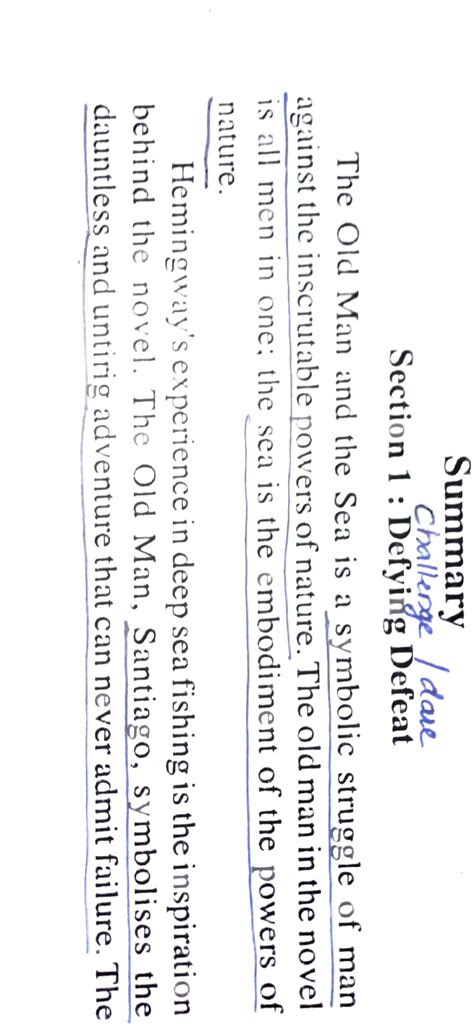 The old Man and the sea-1 - Summary Challenge dare Section 1 Defying ...