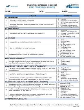 Transition Readiness Checklist - Youth - Alberta Health Services Doc ...