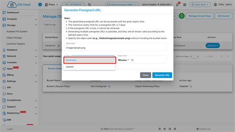 Actions on Object Storage | E2E Cloud