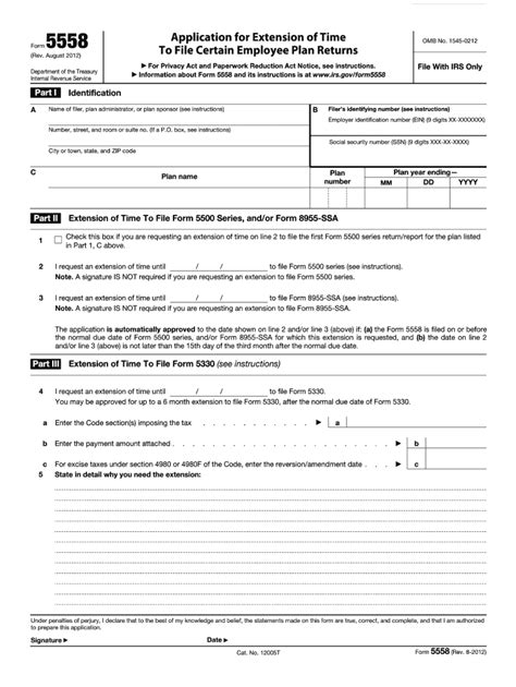 2012 Form IRS 5558 Fill Online, Printable, Fillable, Blank - pdfFiller
