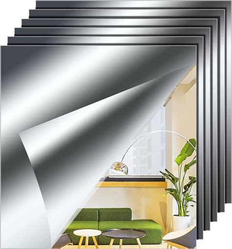 Buy Spectro 6 Pcs Flexible Mirror Sheets,12 x 12 Inches Mirror Tiles ...