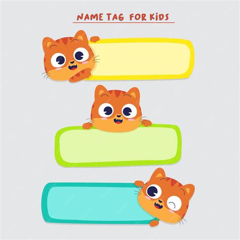 Premium Vector | Cute cat name tag for kids