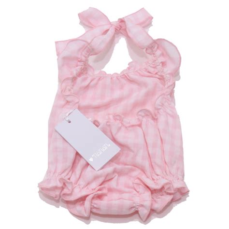 7927AC costume intero bimba girl NANAN cotton pink/white checked swimwear